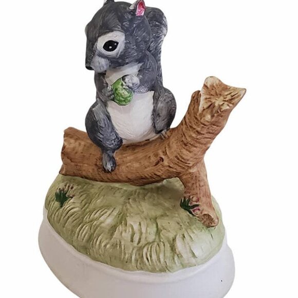 Vintage Gorham Ceramic Squirrel Tree Branch Musical Figurine - Picture 5 of 7